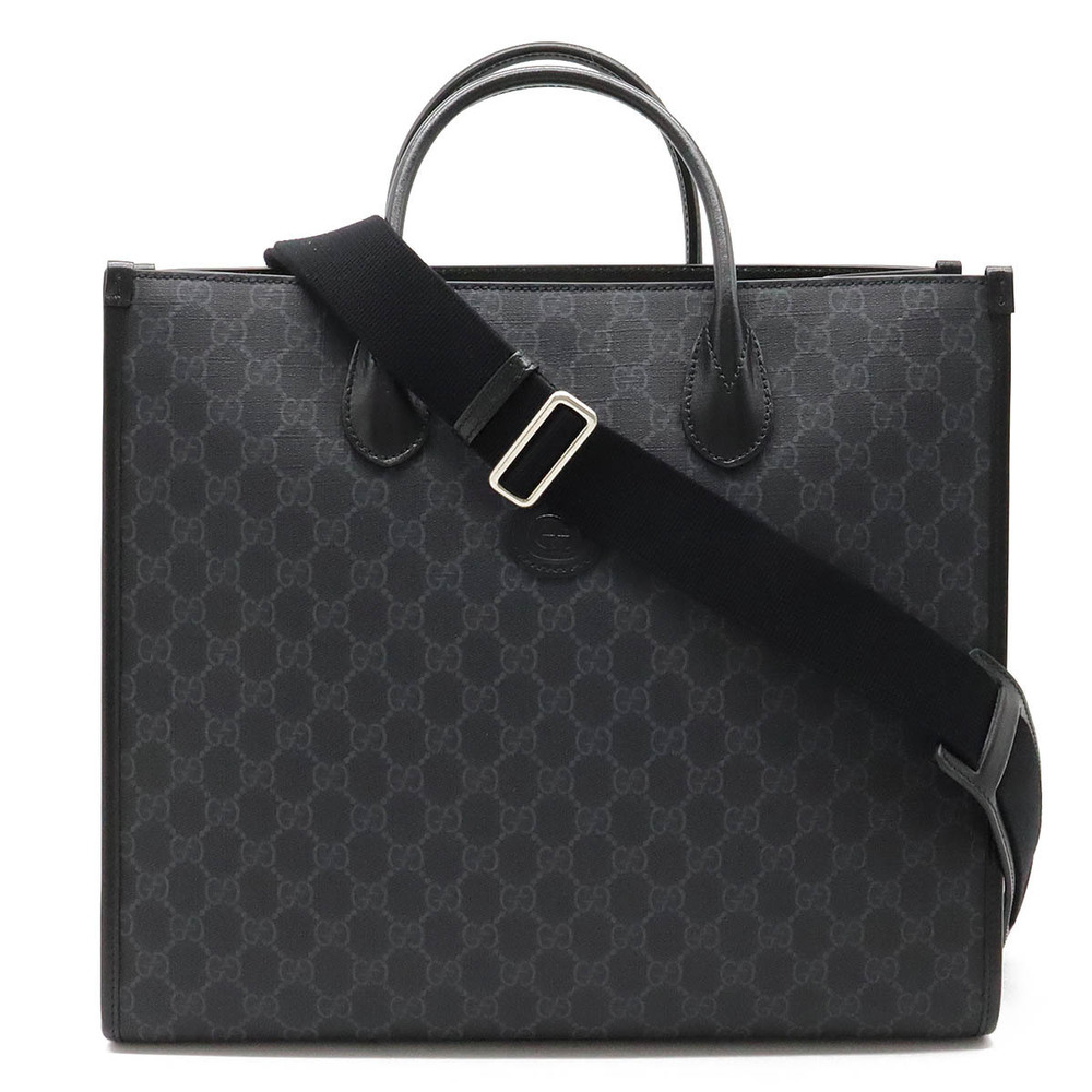 Gucci Medium Black Interlocking Tote Leather Gray… - image 2